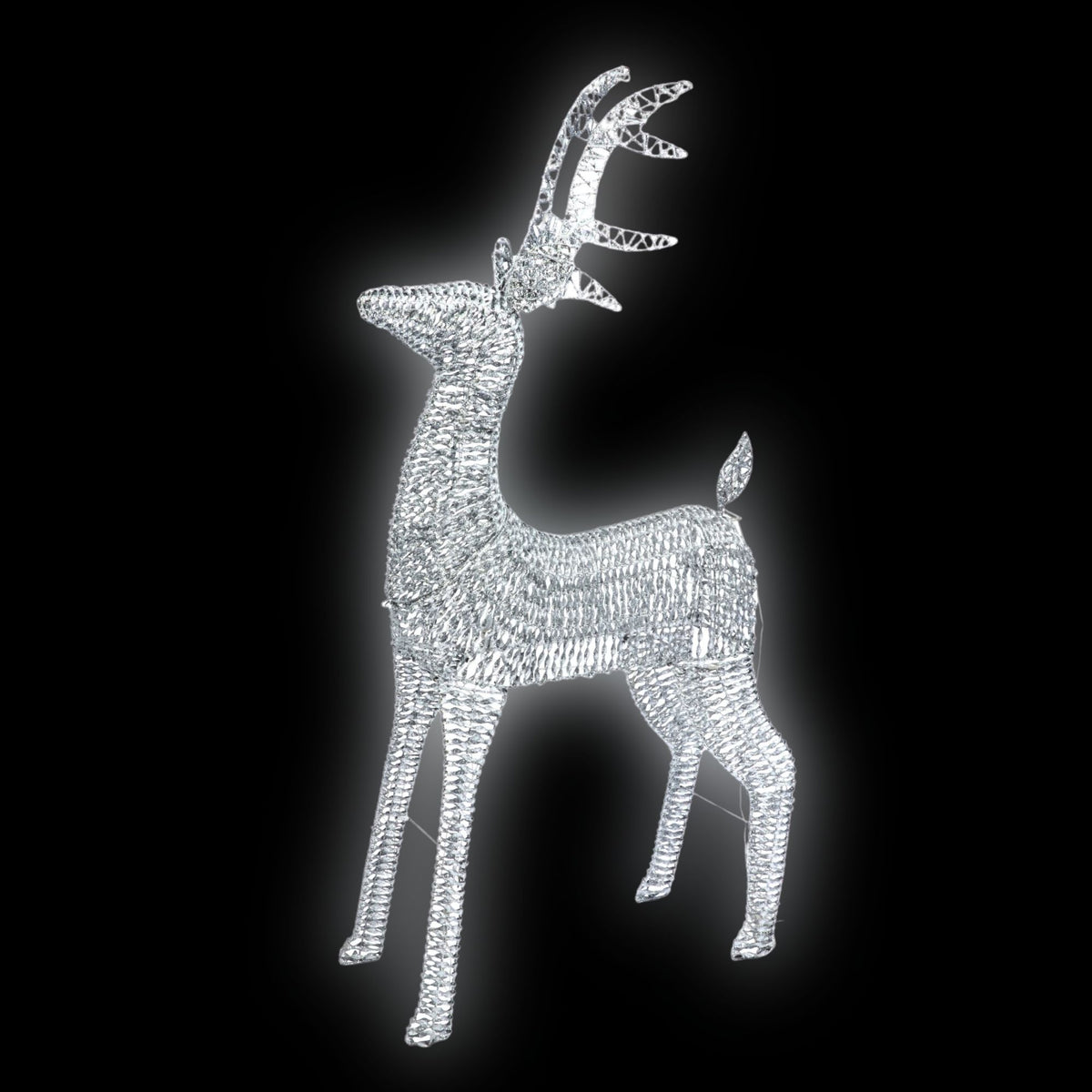 1m Glitter Twist Silver Twinkling Reindeer Christmas Silhouette