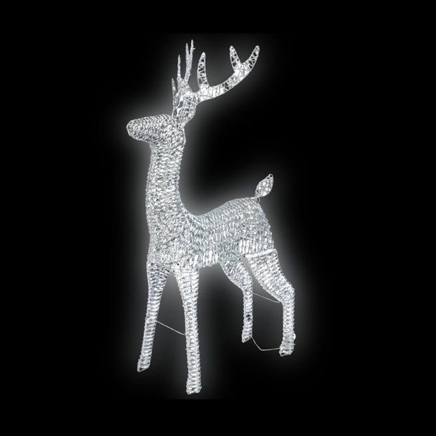 1.2m Glitter Twist Silver Twinkling Reindeer Christmas Silhouette