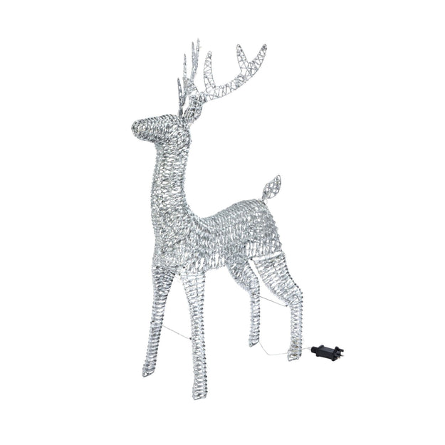 1.2m Glitter Twist Silver Twinkling Reindeer Christmas Silhouette