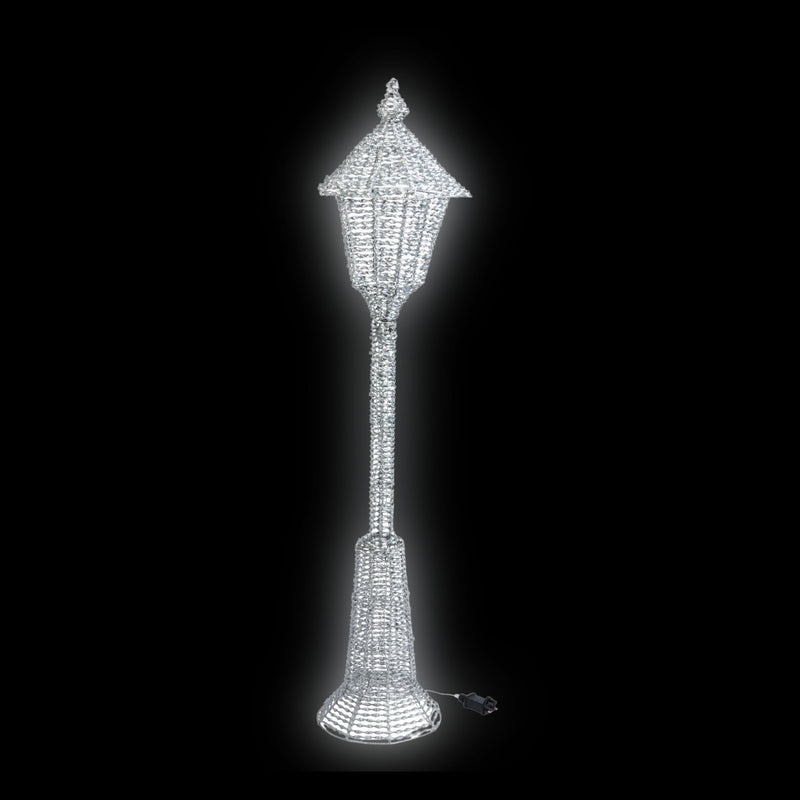 1.5m Glitter Twist Silver Twinkling Lamp Post Christmas Silhouette