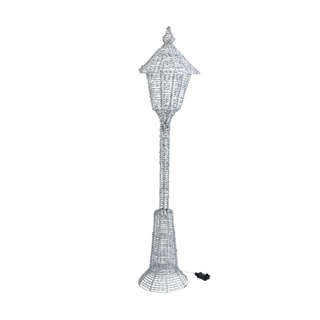 1.5m Glitter Twist Silver Twinkling Lamp Post Christmas Silhouette
