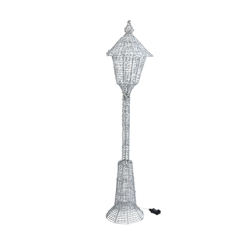 1.5m Glitter Twist Silver Twinkling Lamp Post Christmas Silhouette