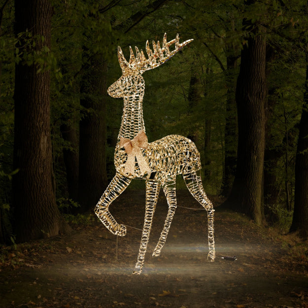 1.50m Glitter Twist Gold Twinkling Stag Christmas Silhouette