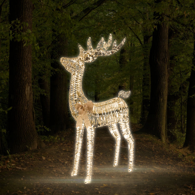 2.2m Glitter Twist Gold Twinkling Stag Christmas Silhouette