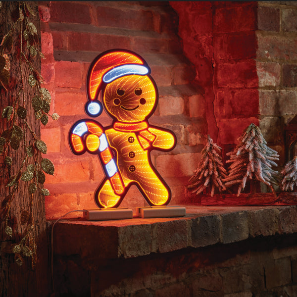 40cm Mr Gingerbread Christmas Infinity Light