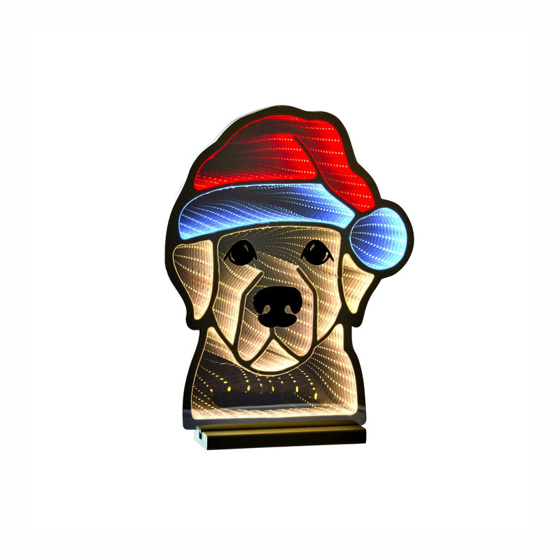 40cm Dog in Santa Hat Christmas Infinity Light