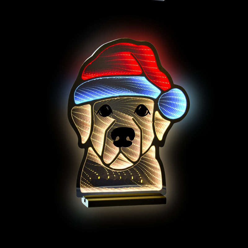 40cm Dog in Santa Hat Christmas Infinity Light