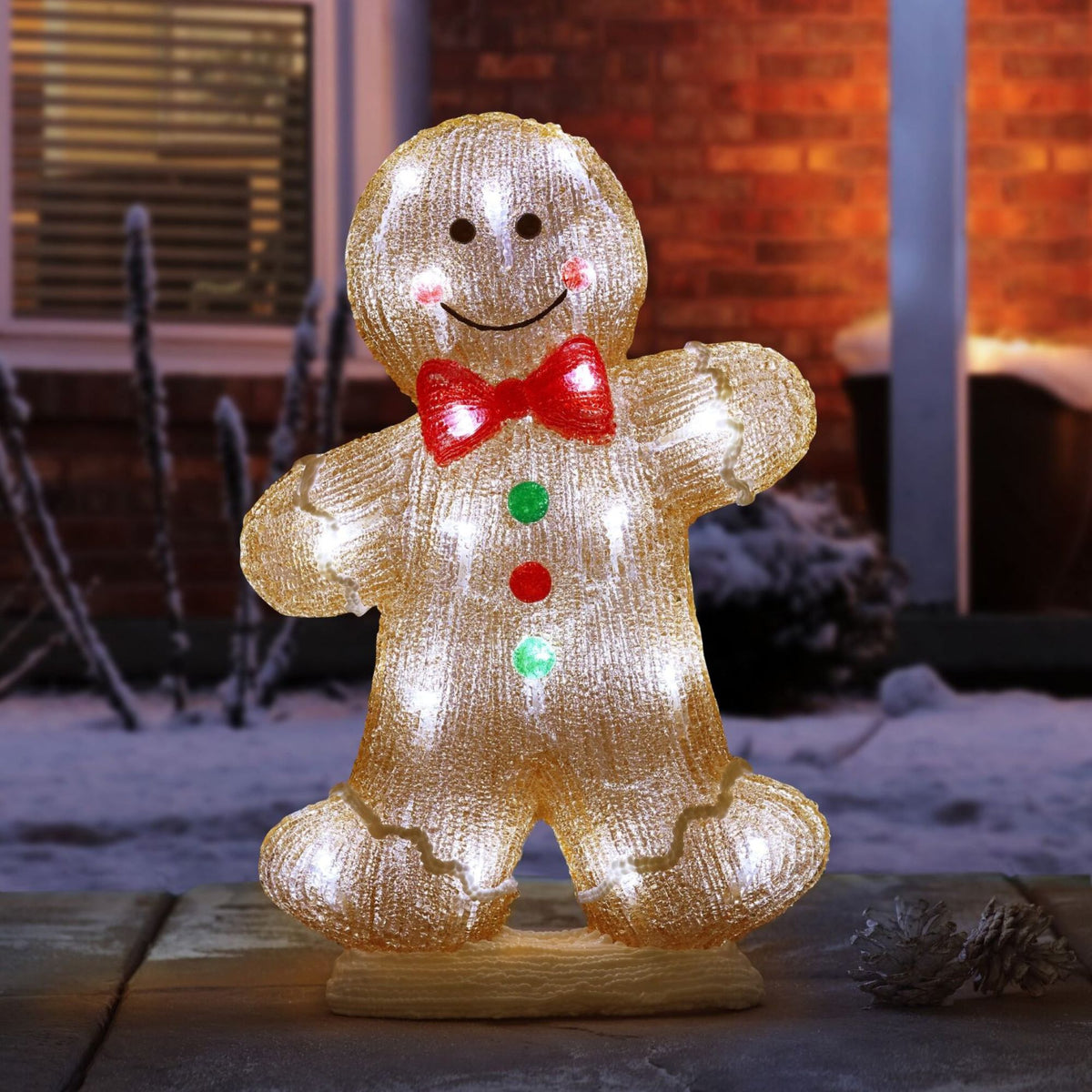 30cm Gingerbread Boy Christmas Acrylic with Cool White LEDs