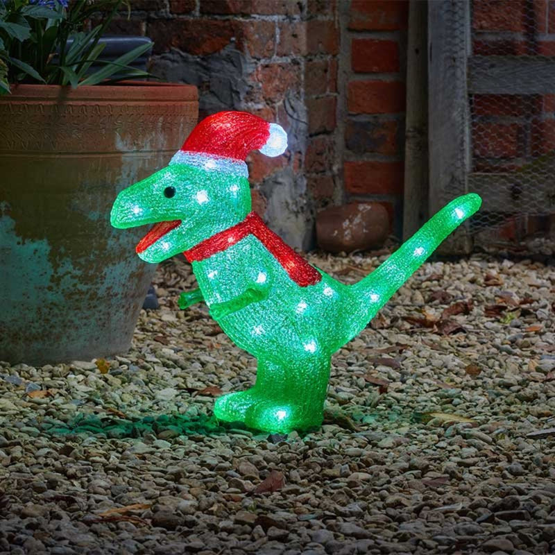 Large Acrylic Inlit Dino with 40 Ice White LEDs