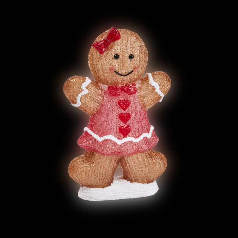 30cm Gingerbread Girl Christmas Acrylic with Cool White LEDs