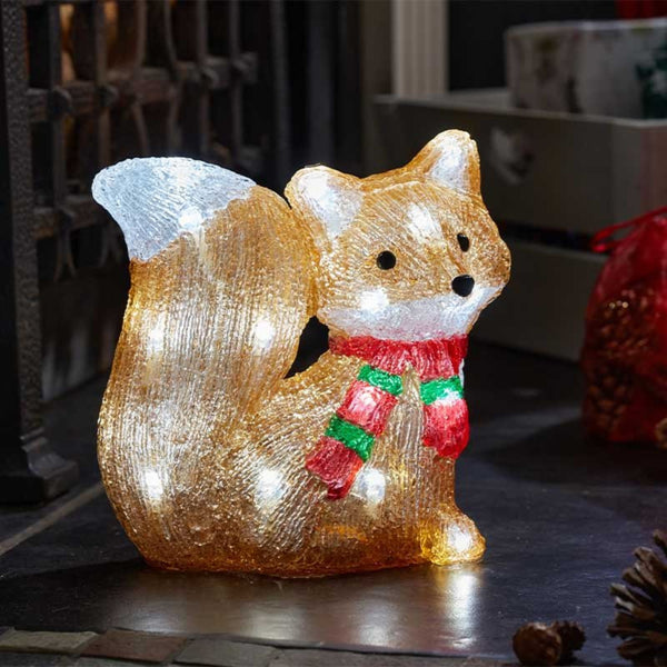 Cute Inlit Acrylic Fox with Ice White LEDs