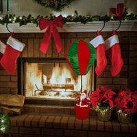 1m Red and Green Hot Air Balloon Free Standing Santa - 4