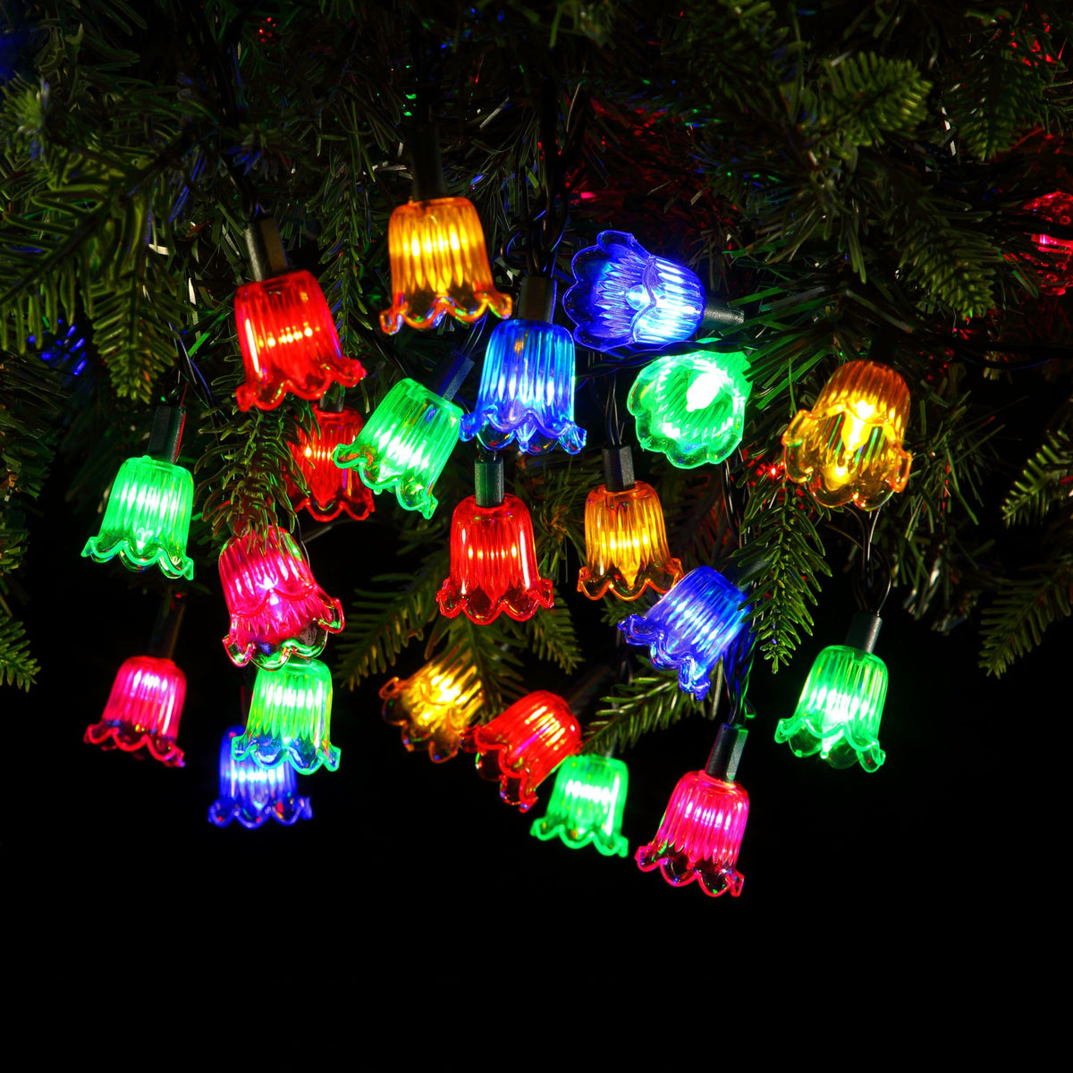 20 Classic Canterbury Bells Multi Coloured Battery Operated LED Christmas Lights