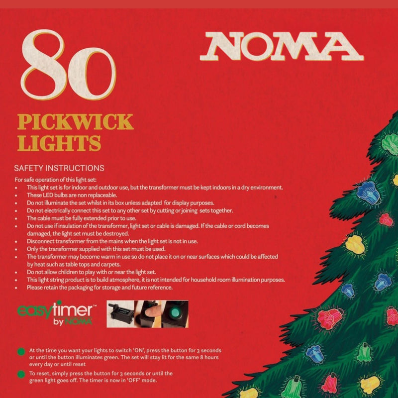 80 Classic Pickwick Multi Coloured LED Retro Christmas Lights