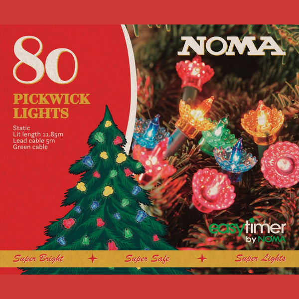 80 Classic Pickwick Multi Coloured LED Retro Christmas Lights