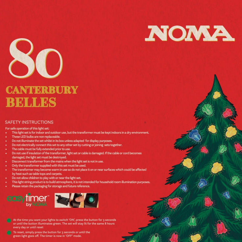 80 LED Canterbury Bell Multi Coloured Retro Christmas Lights