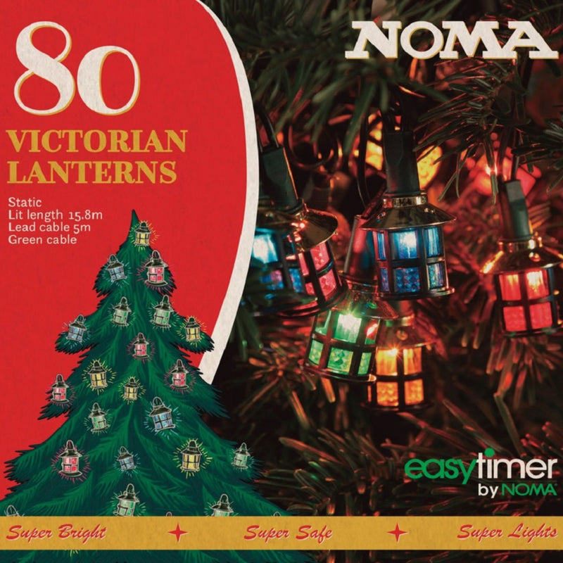 80 LED Victorian Lantern Multi Coloured Retro Fairy Christmas Lights