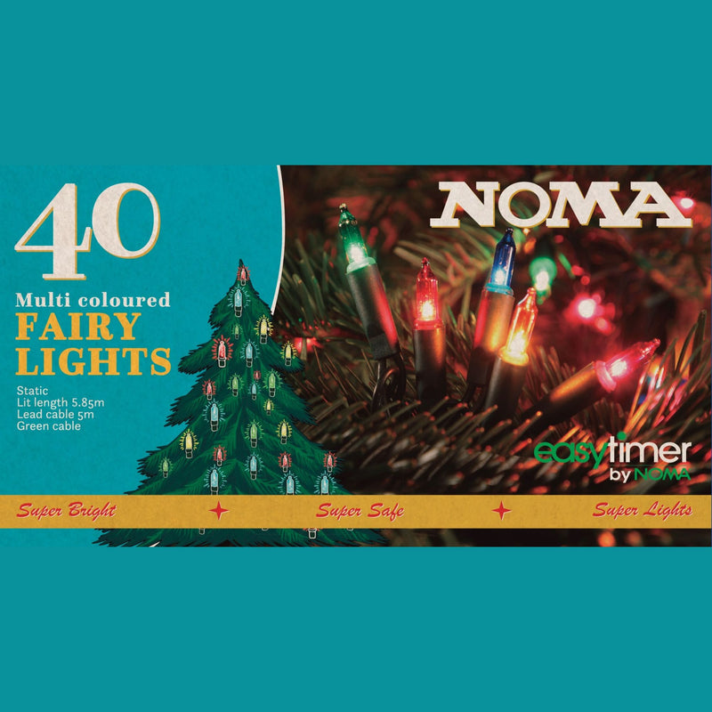 40 LED Multi Coloured Classic Retro Fairy Christmas Lights