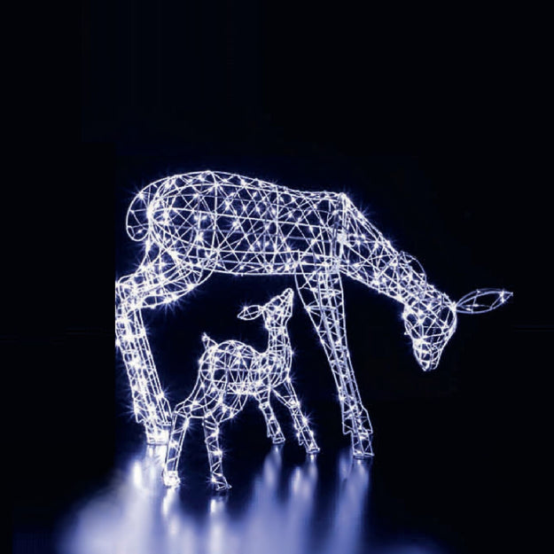 70cm Woburn Deer and Fawn with 460 White LED Outdoor Silhouette