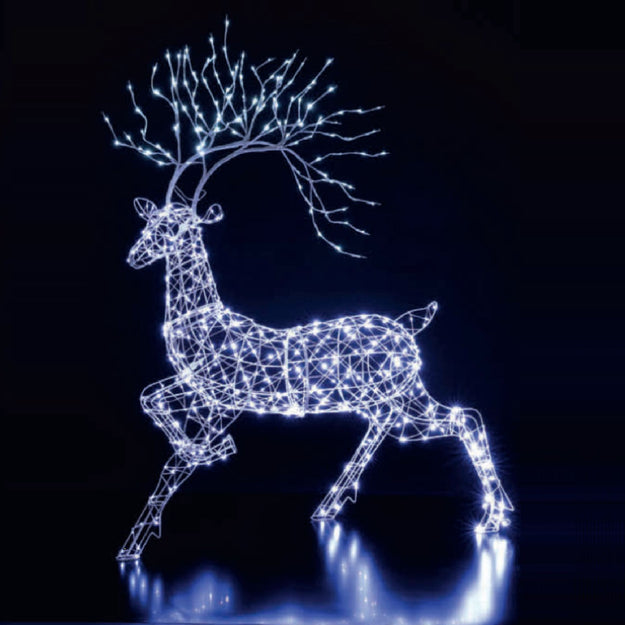 1.4m Woburn Stag with 628 White LED Outdoor Christmas Silhouette