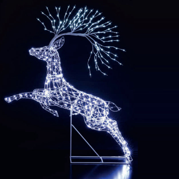 1.5m Richmond Leaping Stag with 528 White LED Outdoor Silhouette