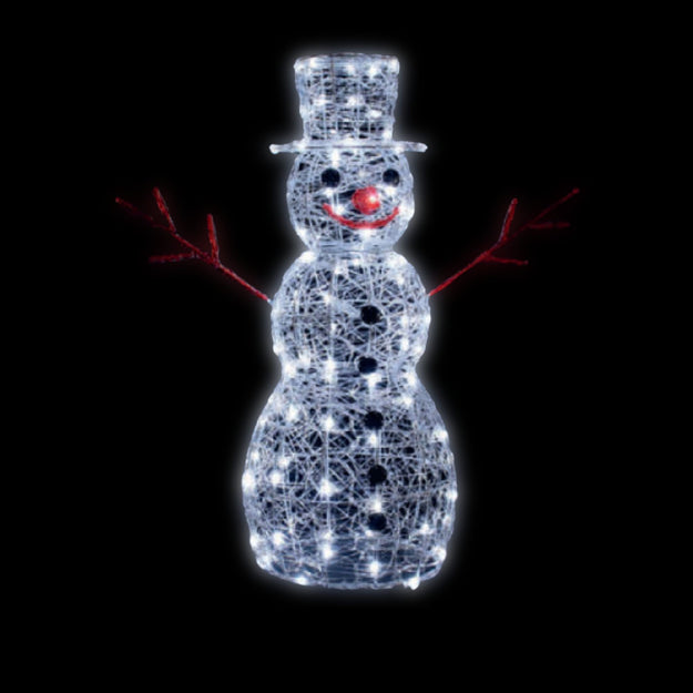 80cm Spun Dickensian Snowman with 110 White LED Christmas Silhouette