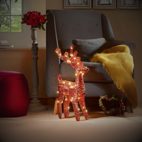 40cm Red and Gold Twist LED Wonder Christmas Deer