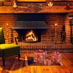 Set of 3 Red and Gold Twist LED Christmas Presents