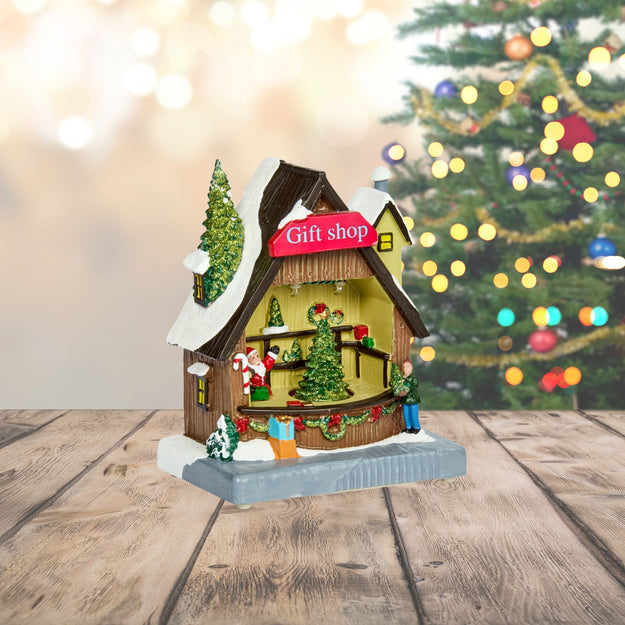 18cm Santa's Grotto LED Christmas Snow Scene