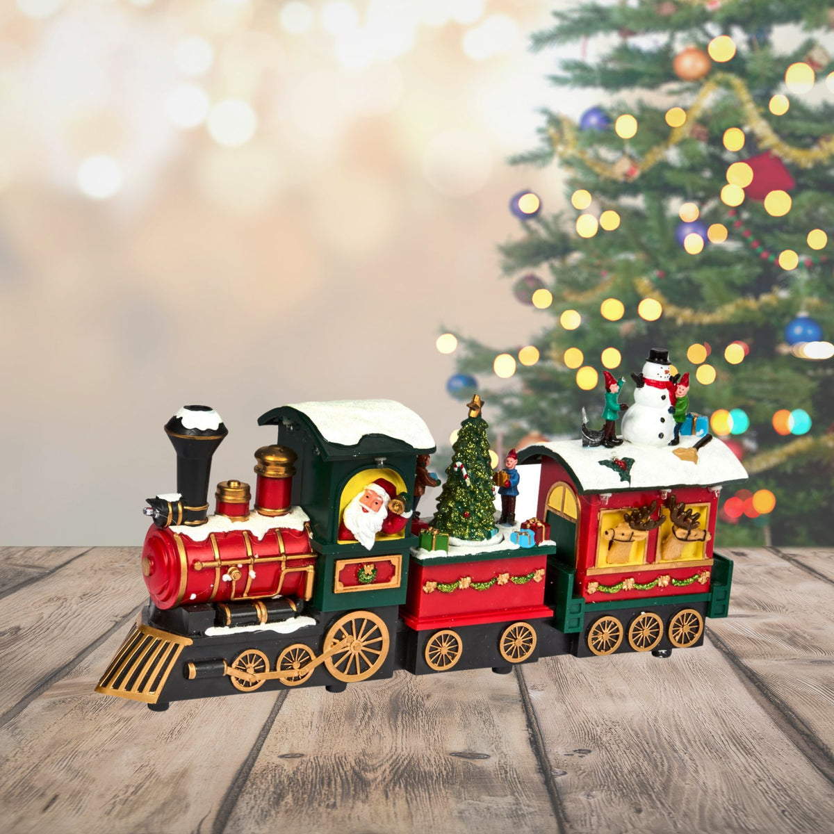 38cm Traditional Choo-Choo Train Set LED Christmas Snow Scene