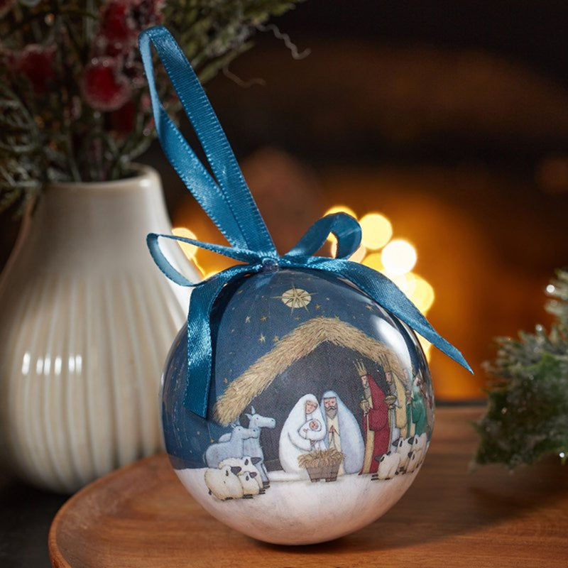 Box of 7 Vintage Nativity Design Shatterproof Baubles