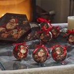 Box of 7 Vintage Santa's Workshop Design Shatterproof Baubles