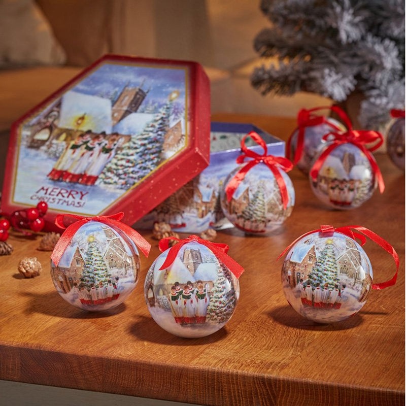 Box of 7 Vintage Carolers Design Shatterproof Baubles