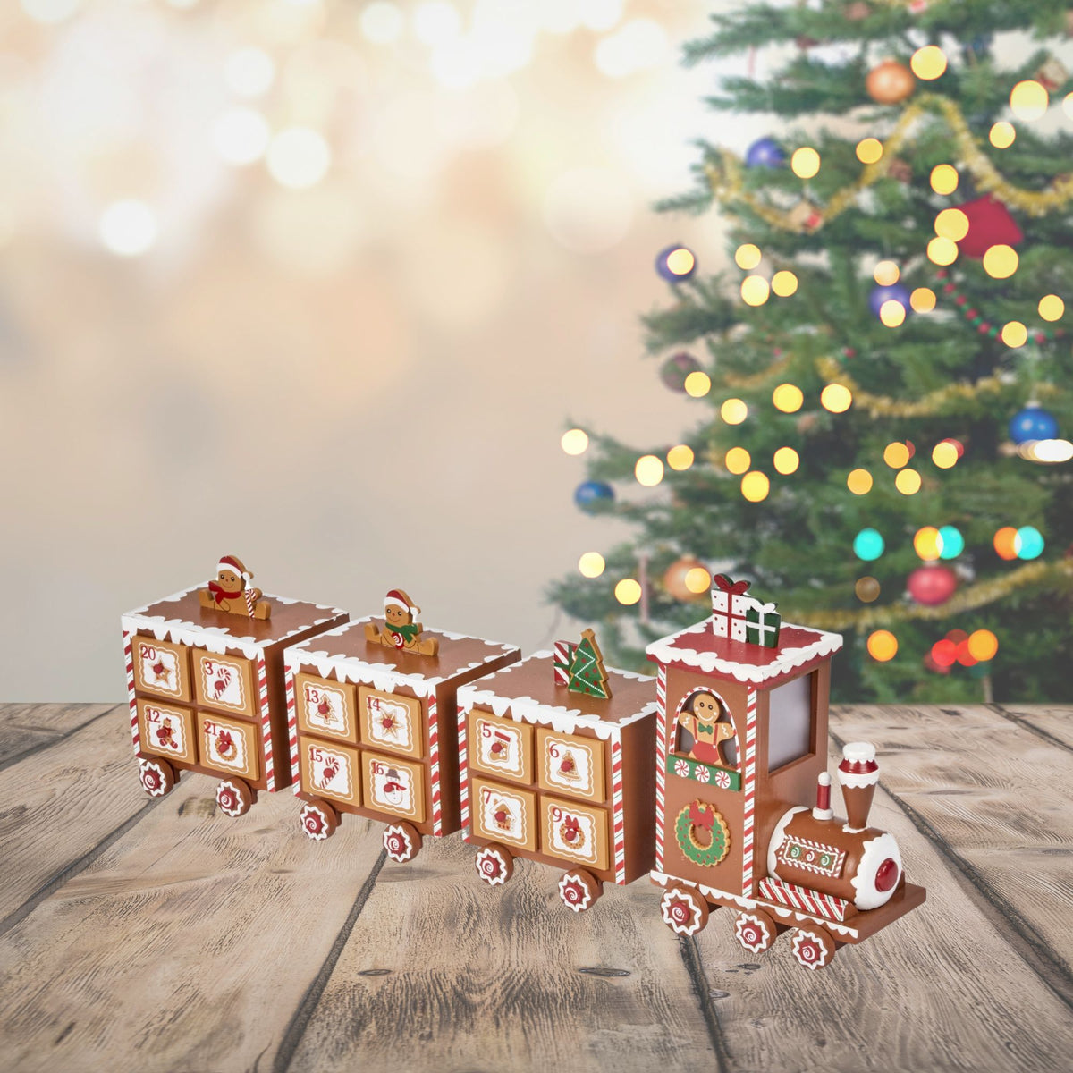50cm Festive Gingerbread Express Train Christmas Advent Calendar