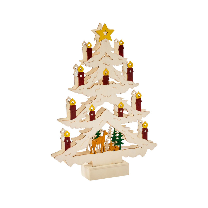 InLit Candle Tree Wooden Christmas Scene