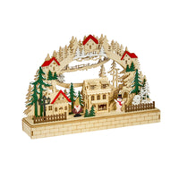 40cm Festive In Lit Wooden Alpine Christmas Scene - 2