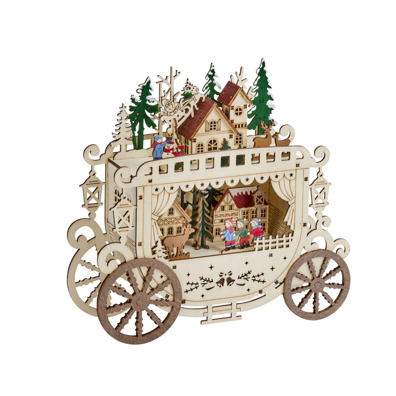 InLit Christmas Carriage Lit Wooden Scene