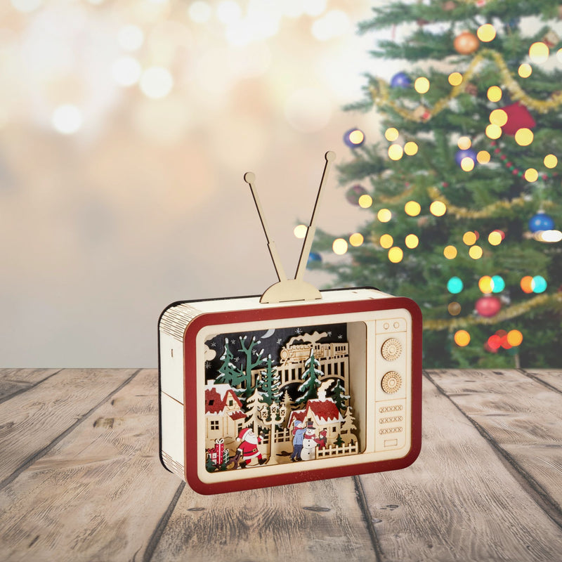 InLit Santa's TeleTown Wooden Christmas Scene