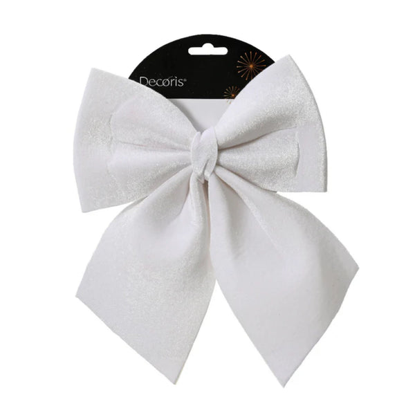 Large 24cm White Bow Christmas Tree Decoration