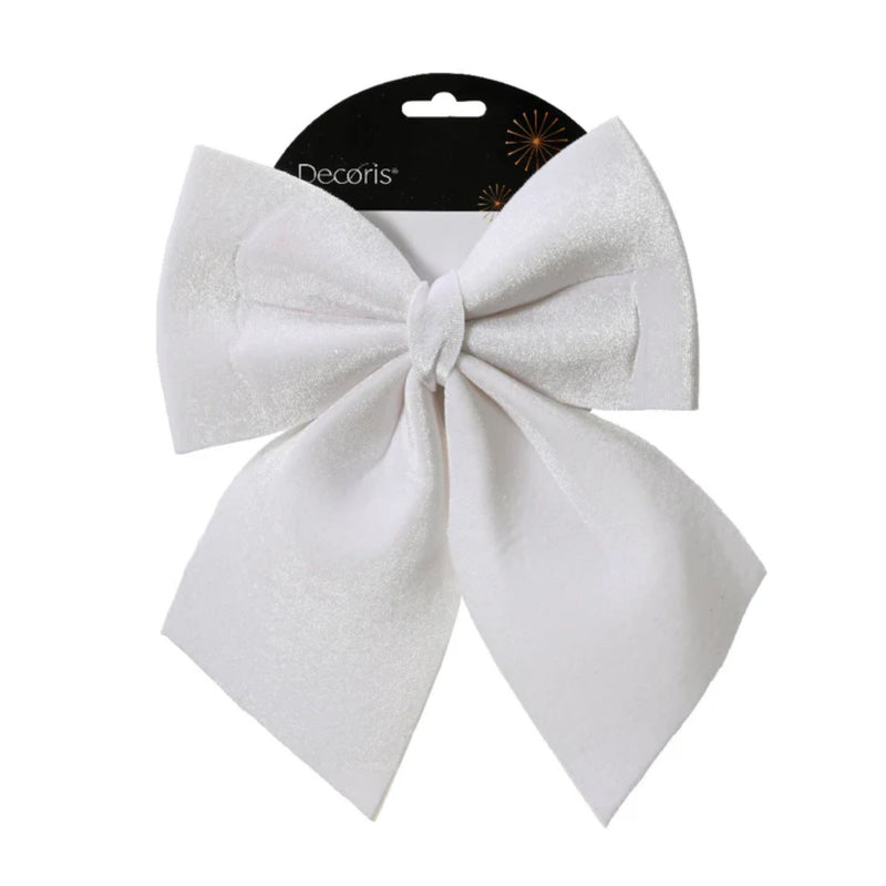 Large 24cm White Bow Christmas Tree Decoration