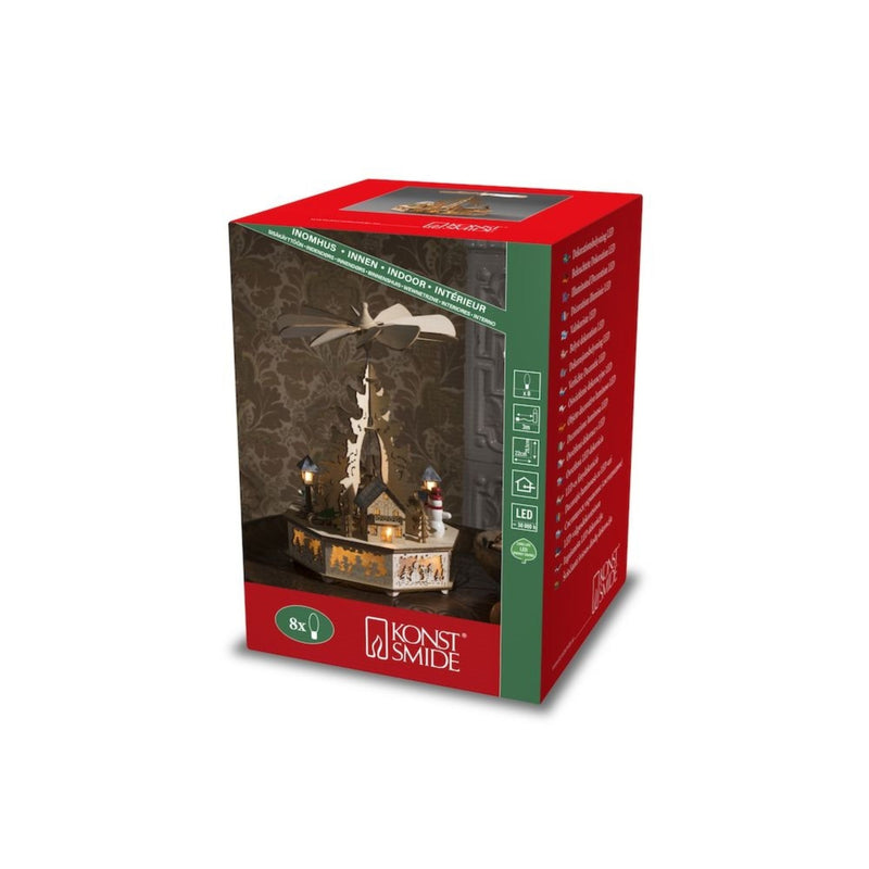 Wooden Houses Rotating LED Lit Village Scene