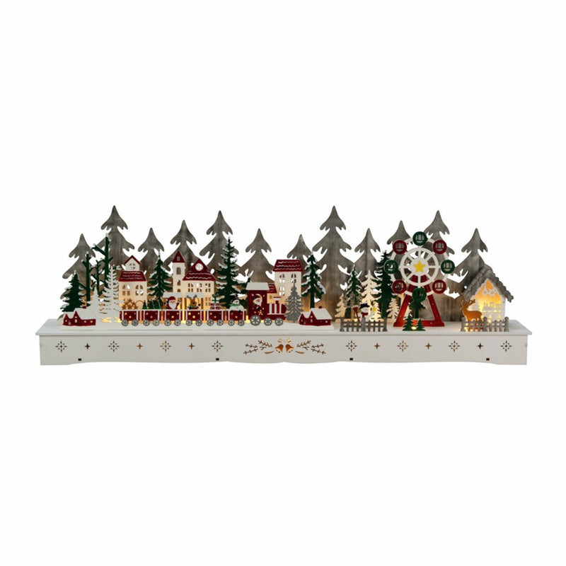 25cm Santa's Village Wooden LED Lit Village Scene