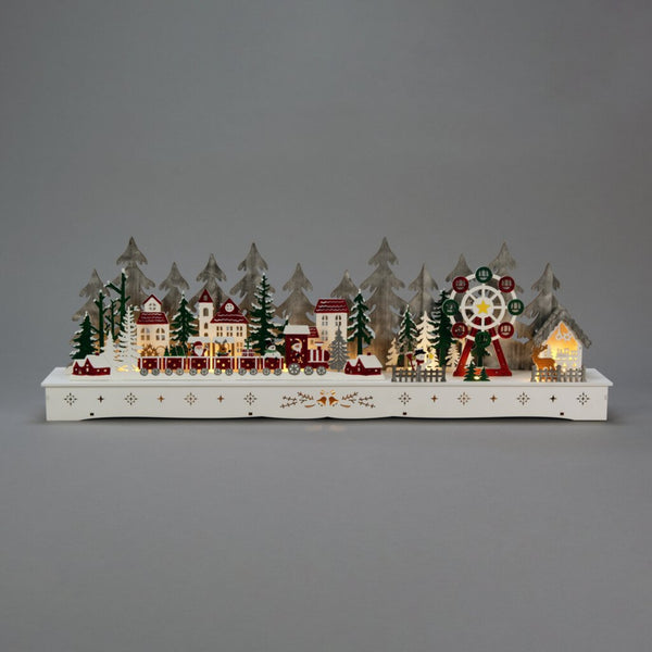 25cm Santa's Village Wooden LED Lit Village Scene