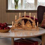 Wooden Christmas Silhouette with 7 Lit Candles