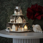 Wooden Christmas Village Scene with 10 Warm White LED's