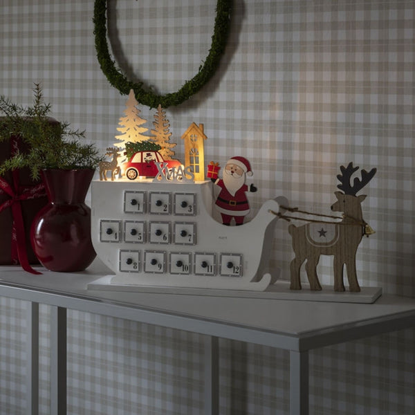 Christmas Advent Calendar with Santa in his Sleigh