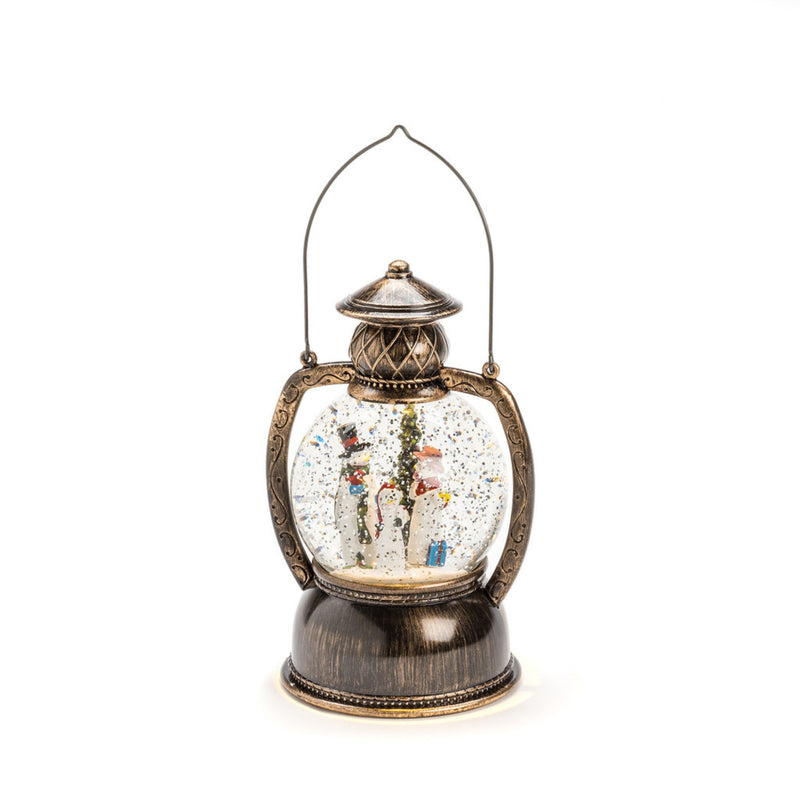 20cm Snowman Trio Christmas Water Spinner Lantern