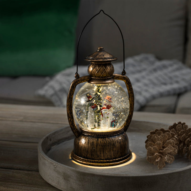 20cm Snowman Trio Christmas Water Spinner Lantern