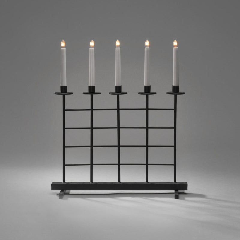 Black Square Lattice Candlestick Bridge with 5 LED Lights