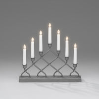 Grey Lattice Arch Candlestick Bridge with 7 LED Lights - 2